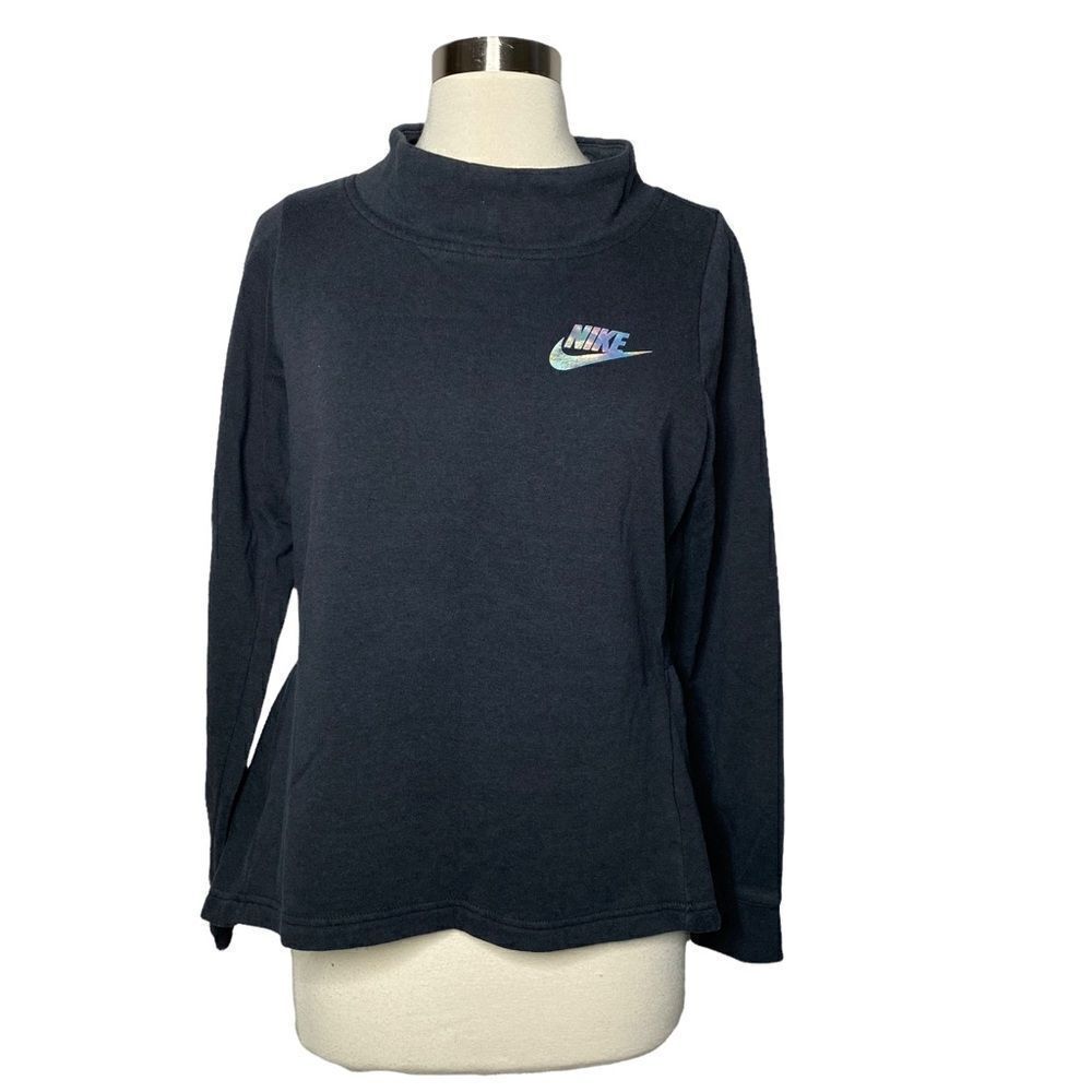 Nike Girls Fleece Crewneck Pullover Size XL Black Ruffle Back